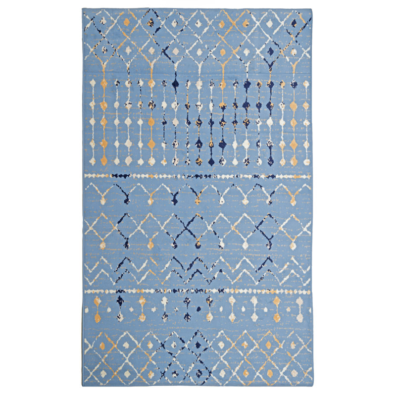 Dakota Fields Geometric Blue Area Rug Wayfair